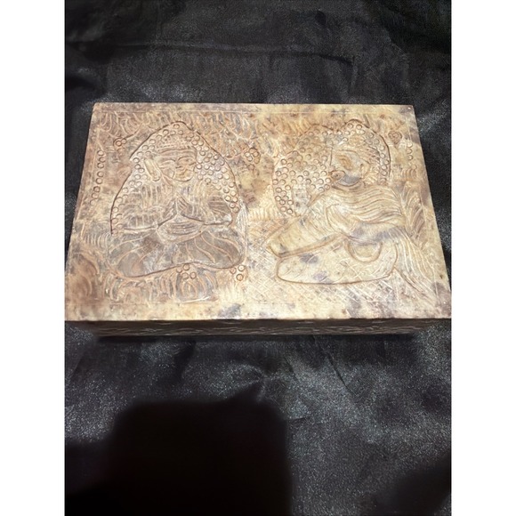 Other - Vintage Hand Carved Marble Jewelry Box,White Stone Trinket Box, Onyx Trinket Box